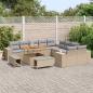 Preview: 13-teiliges Garten-Sofa-Set mit Kissen Beige Poly Rattan Akazie, 3-teiliges Garten-Ess-Set mit Kissen Beige Poly Rattan Akazie