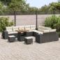 Preview: 13-teiliges Garten Sofa Set mit Kissen Schwarz Poly Rattan Akazie, 3-teiliges Garten Essset mit Kissen Schwarz Poly Rattan Akazie