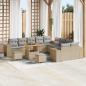 Preview: ARDEBO.de - 13-tlg. Garten-Sofa-Set mit Kissen Beige Poly Rattan Akazie, 3-tlg. Garten-Essgruppe mit Kissen Beige Poly Rattan Akazie