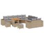 Preview: 13-tlg. Garten-Sofa-Set mit Kissen Beige Poly Rattan Akazie, 3-tlg. Garten-Essgruppe mit Kissen Beige Poly Rattan Akazie