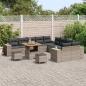 Preview: ARDEBO.de - 13-teiliges Garten Sofaset mit Kissen Grau Poly Rattan Akazie, 3-teiliges Garten Esstisch Set mit Kissen Grau Poly Rattan Akazie