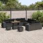 Preview: 13-teiliges Garten-Sofa-Set mit Kissen Schwarz Poly-Rattan Akazie, 3-teiliges Garten-Ess-Set mit Kissen Schwarz Poly-Rattan Akazie