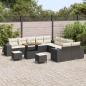 Preview: 13-teiliges Garten Sofa Set mit Kissen Schwarz Poly Rattan Akazie, 3-teiliges Garten Esszimmer Set mit Kissen Schwarz Poly Rattan Akazie