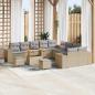 Preview: ARDEBO.de - Gartensofa-set mit Kissen 13 pcs Beige und Hellgrau Poly-Rattan