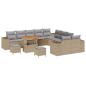 Preview: Gartensofa-set mit Kissen 13 pcs Beige und Hellgrau Poly-Rattan