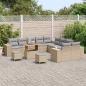 Preview: Gartensofa-set mit Kissen 13 pcs Beige und Hellgrau Poly-Rattan