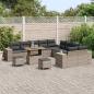 Preview: 13-teiliges Garten Sofa Set mit Kissen Grau Poly Rattan Akazie, 3-teiliges Garten Esstisch Set mit Kissen Grau Poly Rattan Akazie