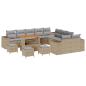 Preview: 14-teiliges Garten Sofa Set mit Kissen Beige Poly Rattan Akazie, 4-teiliges Garten Essensemble mit Kissen Beige Poly Rattan Akazie