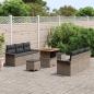 Preview: 9-teiliges Garten-Sofa-Set mit Kissen Grau Poly-Rattan Akazie, 2-Sitzer Garten-Sofa mit Stauraum & Kissen Grau Poly-Rattan, 3-teiliges Garten-Ess-Set mit Kissen Grau Poly-Rattan Akazie