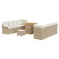 Preview: 11-teiliges Garten Sofa Set mit Kissen Beige Poly Rattan Akazie, 2-Sitzer Garten Sofa mit Stauraum & Kissen Beige Poly Rattan, 3-teiliges Garten Essbereich Set mit Kissen Beige Poly Rattan Akazie