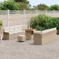 Preview: 11-teiliges Garten Sofa Set mit Kissen Beige Poly Rattan Akazie, 2-Sitzer Garten Sofa mit Stauraum & Kissen Beige Poly Rattan, 3-teiliges Garten Essbereich Set mit Kissen Beige Poly Rattan Akazie