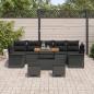 Preview: 10-teiliges Garten Sofa Set mit Kissen Schwarz Poly Rattan Akazie, 2-Sitzer Garten Sofa mit Stauraum & Kissen Schwarz Poly Rattan, 3-teiliges Garten Esstisch Set mit Kissen Schwarz Poly Rattan Akazie