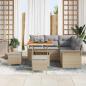 Preview: ARDEBO.de - 8-teiliges Garten-Sofaset mit Kissen Beige Poly-Rattan Akazie, 2-Sitzer Garten-Sofa mit Stauraum & Kissen Beige Poly-Rattan, 3-teiliges Garten-Ess-Set mit Kissen Beige Poly-Rattan Akazie
