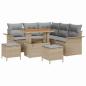 Preview: ARDEBO.de - 8-teiliges Garten Sofa Set mit Kissen Beige Poly Rattan Akazie, 2-Sitzer Garten Sofa mit Stauraum & Kissen Beige Poly Rattan, 3-teiliges Garten Essset mit Kissen Beige Poly Rattan Akazie