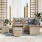 Preview: 8-teiliges Garten Sofa Set mit Kissen Beige Poly Rattan Akazie, 2-Sitzer Garten Sofa mit Stauraum & Kissen Beige Poly Rattan, 3-teiliges Garten Essset mit Kissen Beige Poly Rattan Akazie