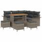 Preview: 9-Teiliges Garten Sofa Set mit Kissen Grau Poly Rattan Akazie, 2-Sitzer Garten Sofa mit Stauraum & Kissen Grau Poly Rattan, 4-Teiliges Garten Esszimmer Set mit Kissen Grau Poly Rattan Akazie