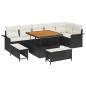 Preview: 9-teiliges Garten-Sofa Set mit Kissen Schwarz Poly Rattan Akazie, 2-Sitzer Garten-Sofa mit Stauraum & Kissen Schwarz Poly Rattan, 3-teiliges Garten-Dining-Set mit Kissen Schwarz Poly Rattan Akazie