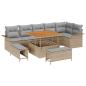 Preview: ARDEBO.de - 9-teiliges Garten Sofaset mit Kissen Beige Poly Rattan Akazie, 2-Sitzer Garten Sofa mit Stauraum & Kissen Beige Poly Rattan, 3-teiliges Garten Essset mit Kissen Beige Poly Rattan Akazie