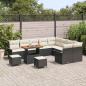 Preview: 12-teiliges Garten-Sofa-Set mit Kissen Schwarz Poly-Rattan Akazie, 2-Sitzer Garten-Sofa mit Stauraum & Kissen Schwarz Poly-Rattan, 3-teiliges Garten-Ess-Set mit Kissen Schwarz Poly-Rattan Akazie