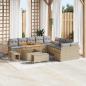Preview: ARDEBO.de - 13-teiliges Garten Sofa Set mit Kissen Beige Poly Rattan Akazie, 2-Sitzer Garten Sofa mit Stauraum & Kissen Beige Poly Rattan, 3-teiliges Garten Esszimmer Set mit Kissen Beige Poly Rattan Akazie