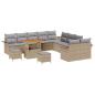 Preview: 13-teiliges Garten Sofa Set mit Kissen Beige Poly Rattan Akazie, 2-Sitzer Garten Sofa mit Stauraum & Kissen Beige Poly Rattan, 3-teiliges Garten Esstisch Set mit Kissen Beige Poly Rattan Akazie