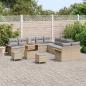 Preview: 13-teiliges Garten Sofa Set mit Kissen Beige Poly Rattan Akazie, 2-Sitzer Garten Sofa mit Stauraum & Kissen Beige Poly Rattan, 3-teiliges Garten Esstisch Set mit Kissen Beige Poly Rattan Akazie