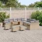 Preview: 14-teiliges Garten Sofa Set mit Kissen Beige Poly Rattan Akazie, 2-Sitzer Garten Sofa mit Stauraum & Kissen Beige Poly Rattan, 4-teiliges Garten Essset mit Kissen Beige Poly Rattan Akazie