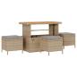 Preview: 14-teiliges Garten Sofa Set mit Kissen Beige Poly Rattan Akazie, 2-Sitzer Garten Sofa mit Stauraum & Kissen Beige Poly Rattan, 4-teiliges Garten Essset mit Kissen Beige Poly Rattan Akazie