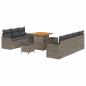 Preview: 10-teiliges Garten-Sofa-Set mit Polstern Grau Poly-Rattan Akazie, 2-Sitzer Garten-Sofa mit Stauraum & Polstern Grau Poly-Rattan, 3-teiliges Garten-Ess-Set mit Polstern Grau Poly-Rattan Akazie