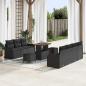Preview: ARDEBO.de - 10-teiliges Garten Sofa Set mit Kissen Schwarz Poly-Rattan Akazie, 2-Sitzer Garten Sofa mit Stauraum & Kissen Schwarz Poly-Rattan, 3-teiliges Garten Ess-Set mit Kissen Schwarz Poly-Rattan Akazie