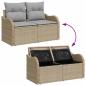 Preview: 11-teiliges Garten Sofa Set mit Kissen Beigefarben Poly Rattan Akazie, 2-Sitzer Garten Sofa mit Stauraum & Kissen Beigefarben Poly Rattan, 3-teiliges Garten Essset mit Kissen Beigefarben Poly Rattan Akazie