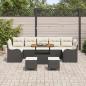 Preview: 10-teiliges Garten Sofa Set mit Kissen Schwarz Poly Rattan Akazie, 2-Sitzer Garten Sofa mit Stauraum & Kissen Schwarz Poly Rattan, 3-teiliges Garten Esszimmer Set mit Kissen Schwarz Poly Rattan Akazie