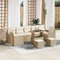 Preview: ARDEBO.de - 10-teiliges Garten Sofa Set mit Kissen Beige Poly Rattan Akazie, 2-Sitzer Garten Sofa mit Stauraum & Kissen Beige Poly Rattan, 3-teiliges Garten Essset mit Kissen Beige Poly Rattan Akazie