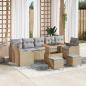 Preview: ARDEBO.de - 10-teiliges Garten Sofa Set mit Kissen Beige Poly Rattan Akazie, 2-Sitzer Garten Sofa mit Stauraum & Kissen Beige Poly Rattan, 3-teiliges Garten Esszimmer Set mit Kissen Beige Poly Rattan Akazie