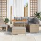 Preview: 8-teilige Garten Sofa Set mit Kissen Beige Poly Rattan Akazie, 2-Sitzer Garten Sofa mit Stauraum & Kissen Beige Poly Rattan, 3-teiliges Garten Essset mit Kissen Beige Poly Rattan Akazie