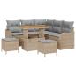 Preview: ARDEBO.de - 8-teiliges Garten Sofa Set mit Kissen Beige Poly Rattan Akazie, 2-Sitzer Garten Sofa mit Stauraum und Kissen Beige Poly Rattan, 3-teiliges Garten Esstischset mit Kissen Beige Poly Rattan Akazie