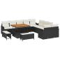 Preview: 13-teiliges Garten-Sofa-Set mit Kissen Schwarz Poly-Rattan Akazie, 2-Sitzer Garten-Sofa mit Stauraum & Kissen Schwarz Poly-Rattan, 3-teiliges Garten-Dining-Set mit Kissen Schwarz Poly-Rattan Akazie