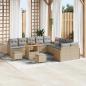 Preview: ARDEBO.de - 13-teiliges Garten Sofaset mit Kissen Beige Poly-Rattan Akazie, 2-Sitzer Garten Sofa mit Stauraum & Kissen Beige Poly-Rattan, 3-teiliges Garten Essset mit Kissen Beige Poly-Rattan Akazie