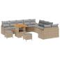 Preview: 13-teiliges Garten Sofaset mit Kissen Beige Poly-Rattan Akazie, 2-Sitzer Garten Sofa mit Stauraum & Kissen Beige Poly-Rattan, 3-teiliges Garten Essset mit Kissen Beige Poly-Rattan Akazie