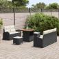 Preview: 8-teiliges Garten Sofa Set mit Kissen Schwarz Poly Rattan Akazie, 2-Sitzer Garten Sofa mit Stauraum & Kissen Schwarz Poly Rattan, 3-teiliges Garten Esstisch Set mit Kissen Schwarz Poly Rattan Akazie