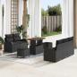 Preview: ARDEBO.de - 8-teiliges Garten Sofa Set mit Kissen Schwarz Poly Rattan Akazie, 2-Sitzer Garten Sofa mit Stauraum & Kissen Schwarz Poly Rattan, 3-teiliges Garten Essset mit Kissen Schwarz Poly Rattan Akazie