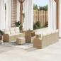 Preview: ARDEBO.de - 10-teiliges Garten-Sofa-Set mit Kissen in beigem Poly-Rattan, 2-Sitzer Garten-Sofa mit Stauraum und Kissen in beigem Poly-Rattan, 3-teiliges Garten-Dining-Set mit Kissen in beigem Poly-Rattan