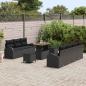 Preview: 10-teiliges Garten Sofa Set mit Kissen Schwarz Poly Rattan Akazie, 2-Sitzer Garten Sofa mit Stauraum & Kissen Schwarz Poly Rattan, 3-teiliges Garten Essset mit Kissen Schwarz Poly Rattan Akazie