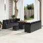 Preview: ARDEBO.de - 11-teiliges Garten Sofaset mit Kissen Schwarz Poly Rattan Akazie, 2-Sitzer Garten Sofa mit Stauraum & Kissen Schwarz Poly Rattan, 3-teiliges Garten Essset mit Kissen Schwarz Poly Rattan Akazie