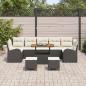 Preview: 10-teiliges Garten Sofa Set mit Kissen Schwarz Poly Rattan Akazie, 2-Sitzer Garten Sofa mit Stauraum & Kissen Schwarz Poly Rattan, 3-teiliges Garten Essset mit Kissen Schwarz Poly Rattan Akazie