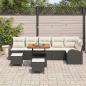 Preview: 9-teiliges Garten-Sofaset mit Kissen, Schwarz, Poly-Rattan, Akazie, 2-Sitzer Garten-Sofa mit Stauraum und Kissen, Schwarz, Poly-Rattan, 3-teiliges Garten-Dining-Set mit Kissen, Schwarz, Poly-Rattan, Akazie