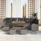 Preview: ARDEBO.de - 10-teiliges Garten-Sofa-Set mit Kissen Grau Poly-Rattan Akazie, 2-Sitzer Garten-Sofa mit Stauraum & Kissen Grau Poly-Rattan, 4-teiliges Garten-Esszimmer-Set mit Kissen Grau Poly-Rattan Akazie