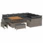 Preview: 12-teiliges Garten-Sofa-Set mit Kissen grau Poly-Rattan Akazie, 2-Sitzer Garten-Sofa mit Stauraum & Kissen grau Poly-Rattan, 3-teiliges Garten-Dining-Set mit Kissen grau Poly-Rattan Akazie
