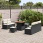 Preview: ARDEBO.de - 8-teiliges Garten Sofa Set mit Kissen Schwarz Poly Rattan Akazie, 2-Sitzer Garten Sofa mit Stauraum & Kissen Schwarz Poly Rattan, 3-teiliges Garten Essset mit Kissen Schwarz Poly Rattan Akazie