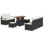 Preview: 8-teiliges Garten Sofa Set mit Kissen Schwarz Poly-Rattan Akazie, 2-Sitzer Garten Sofa mit Stauraum & Kissen Schwarz Poly-Rattan, 3-teiliges Garten Esstisch Set mit Kissen Schwarz Poly-Rattan Akazie